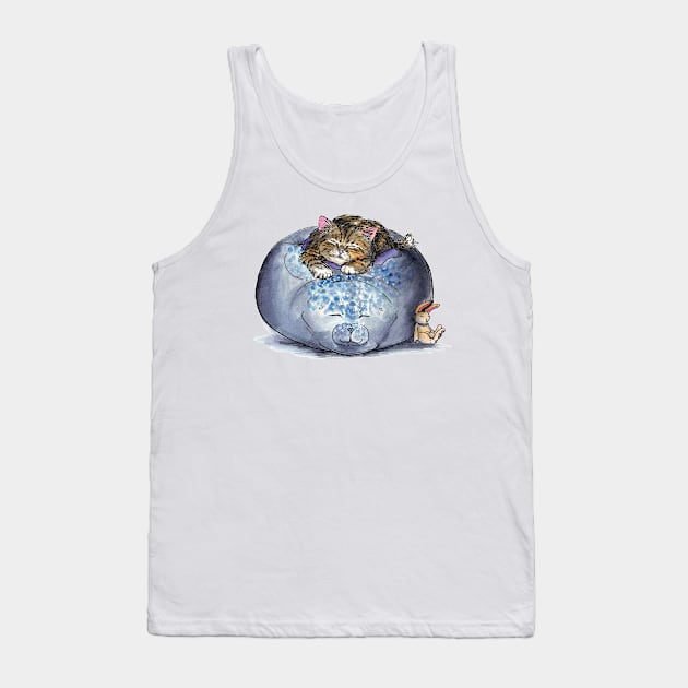 Cat Sleeping on Seal Pillow Tank Top by sketchcadet